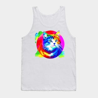 Colorful Rainbow Cats Digital Portrait (MD23Ar007) Tank Top